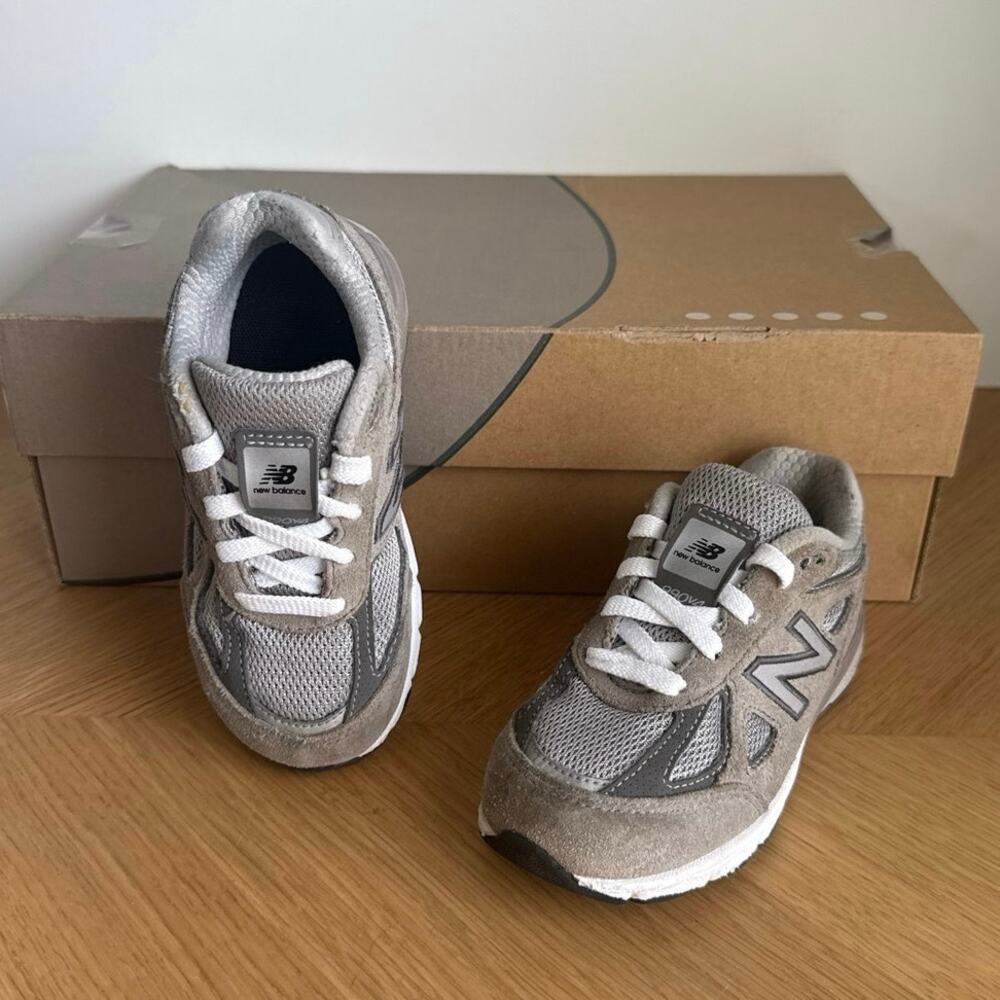 New Balance 990 V4 Grey/White Toddler Sneakers- SZ 9 C